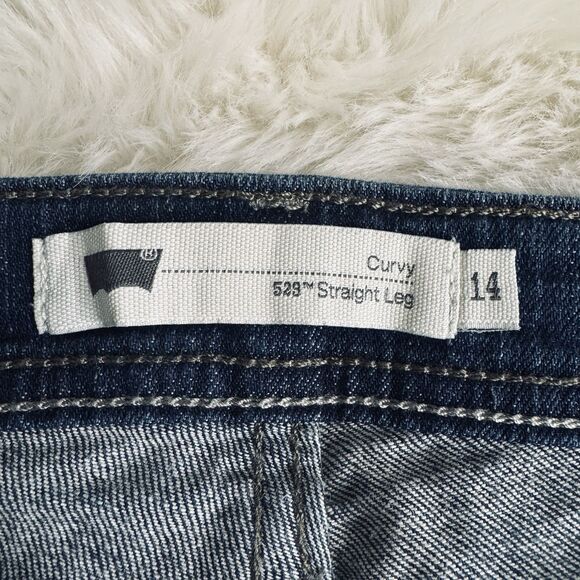 Levis 529 Curvy Straight Leg Jeans 14 (32x31) Blue High Mid Denim Stretch Womens - Picture 4 of 7